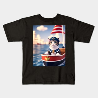 Sailor Cat - Modern digital art Kids T-Shirt